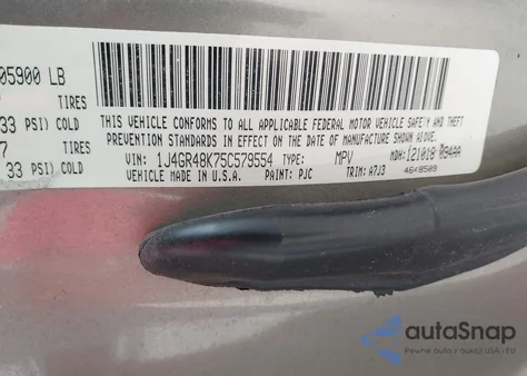 2005 Jeep Grand Cherokee Laredo z USA, uszkodzony, nr VIN 1J4GR48K75C579554